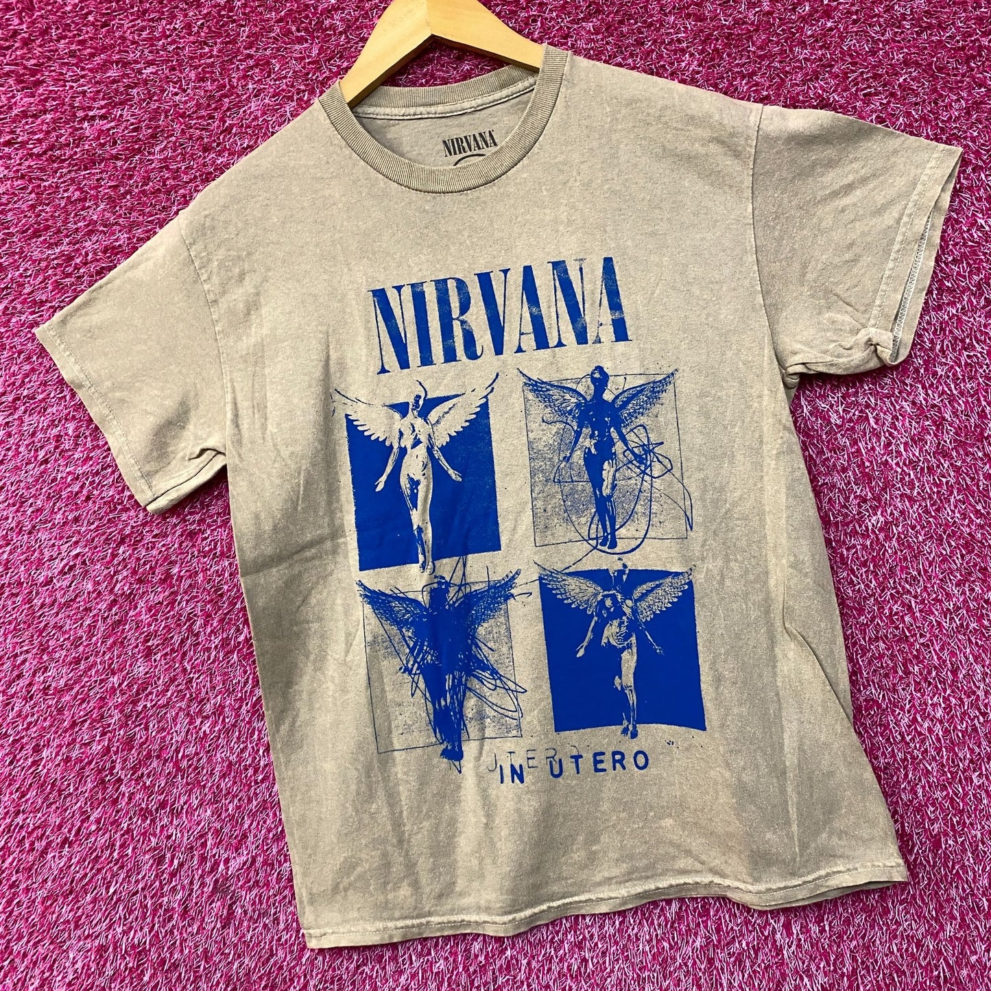 Nirvana In Utero Album Cover Pop Art Angel Grunge Band Tee Medium