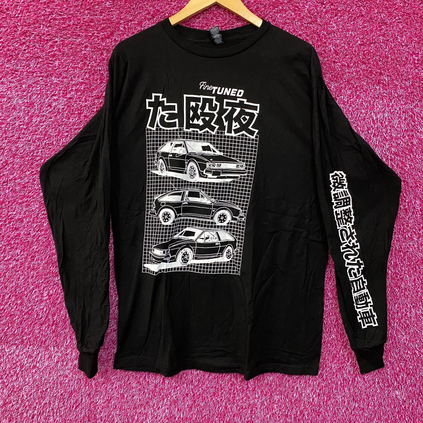 Empyre Fine Tuned Japanese Script Black Long Sleeve T-Shirt Large