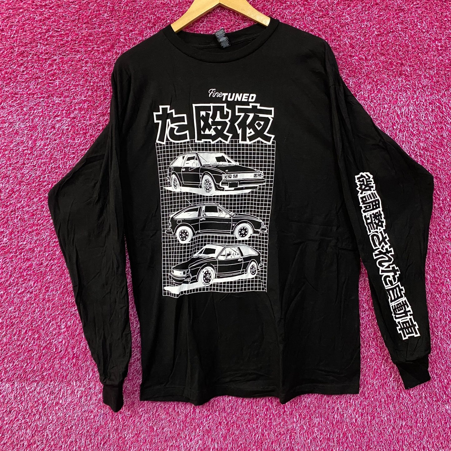 Empyre Fine Tuned Japanese Script Black Long Sleeve T-Shirt Large