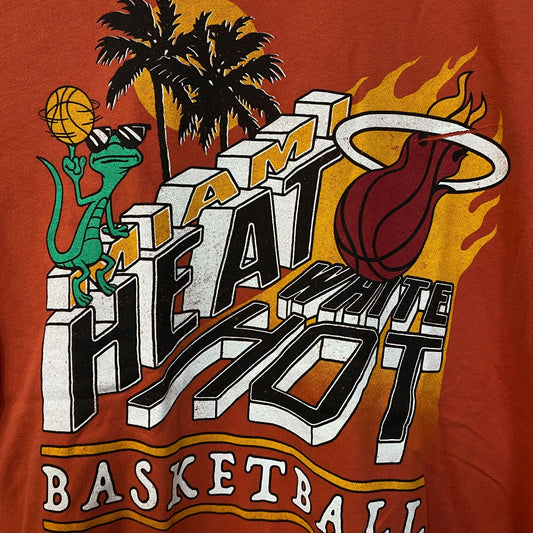 Miami Heat White Hot Basketball Graphic T-Shirt Small