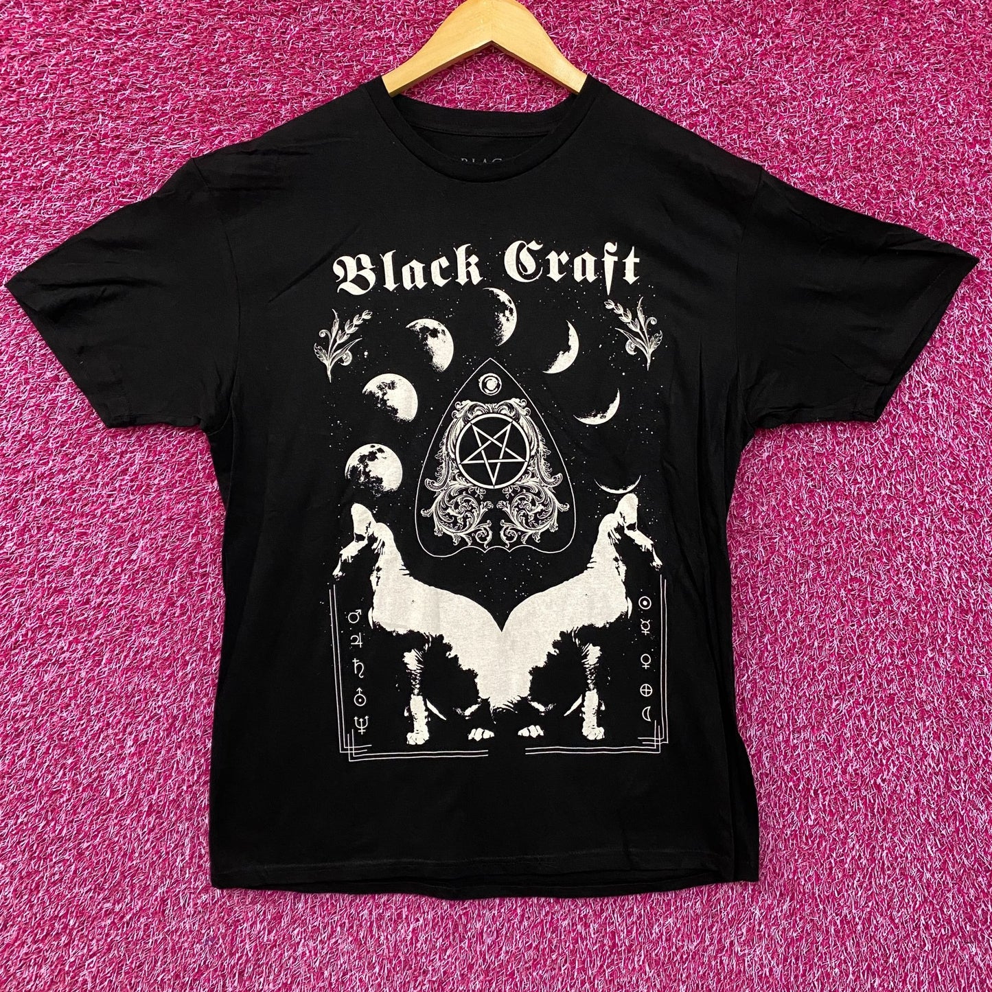 Black Craft Phases of The Moon Dark Astrology T-Shirt L