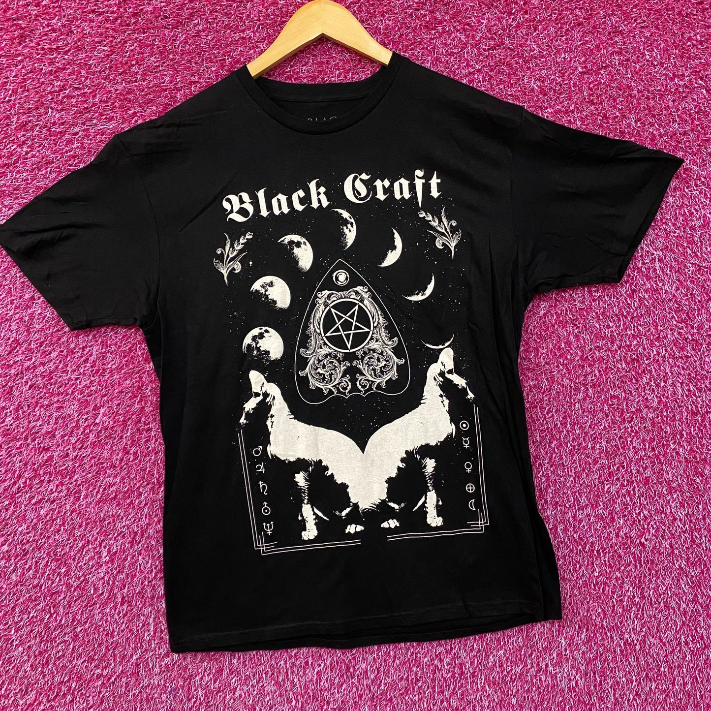 Black Craft Phases of The Moon Dark Astrology T-Shirt L