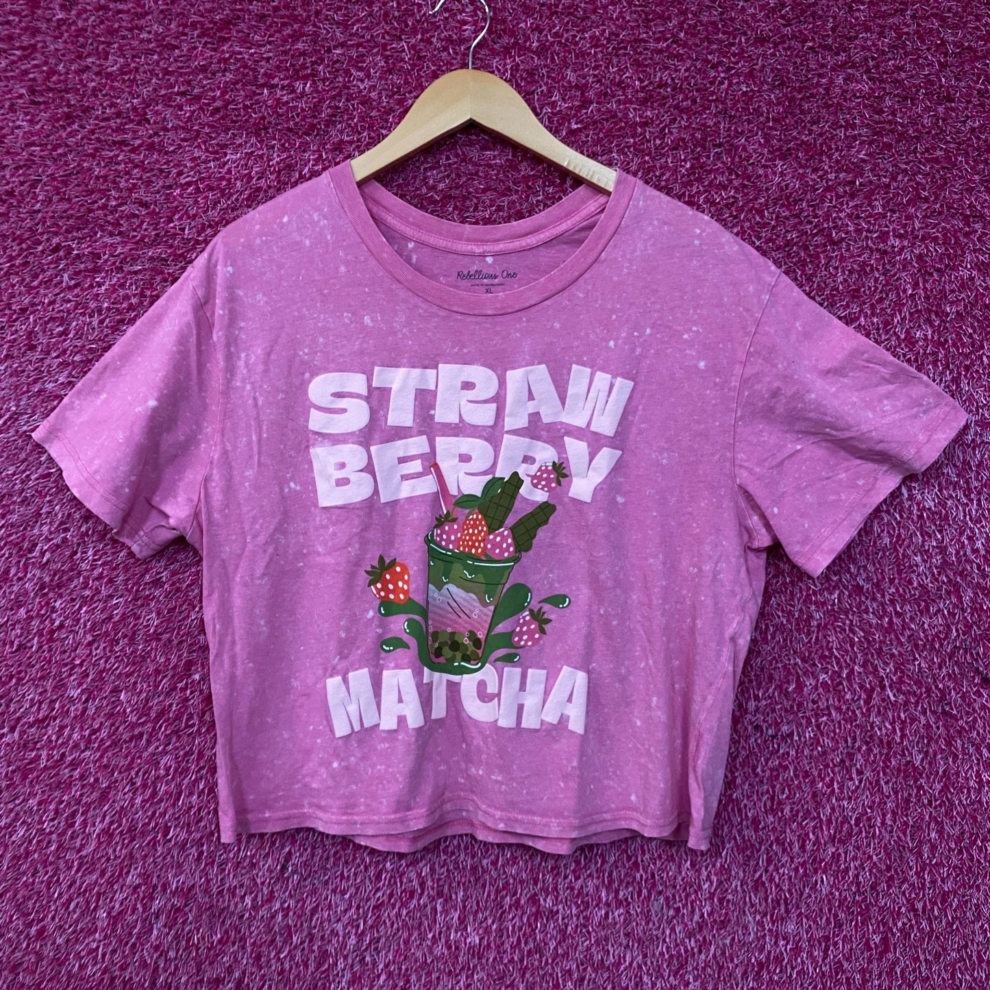 Rebellious One Strawberry Matcha Graphic Women's Crop Top XL