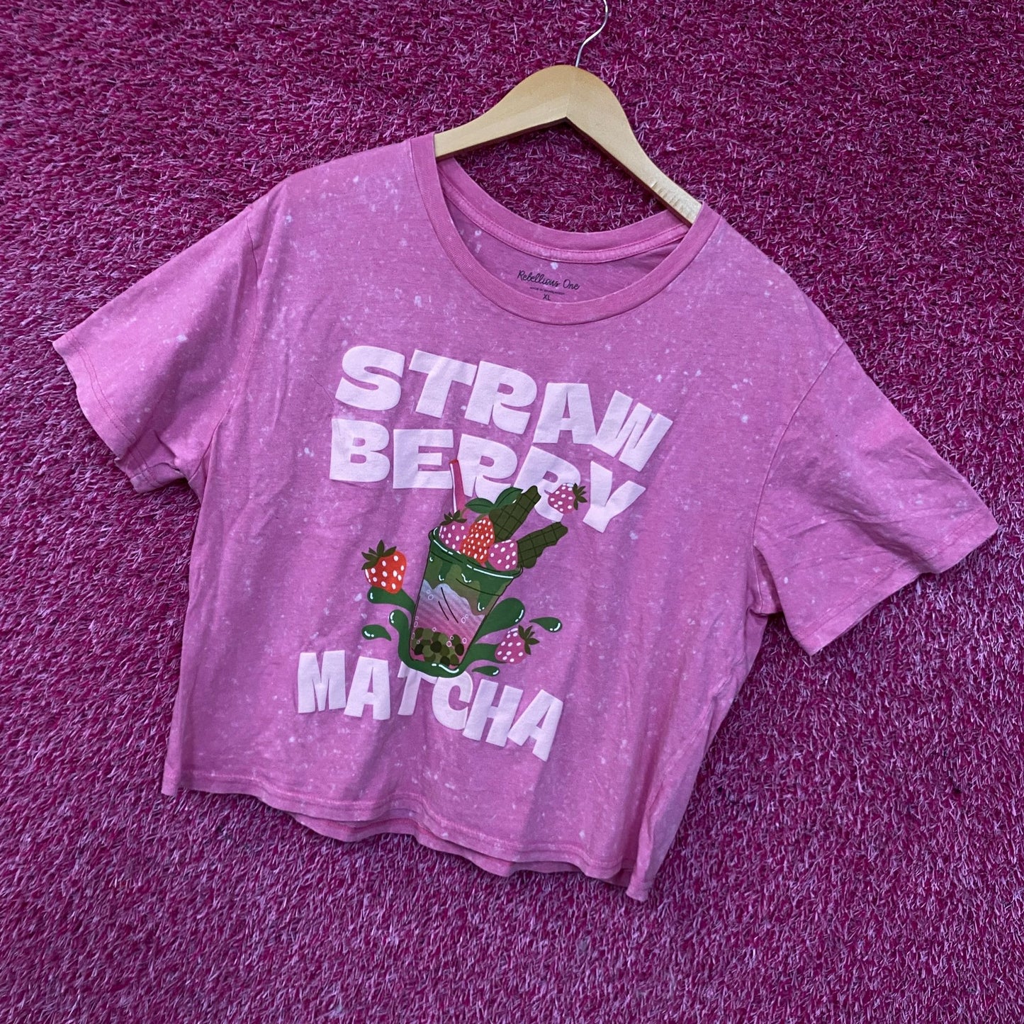 Rebellious One Strawberry Matcha Graphic Women's Crop Top XL