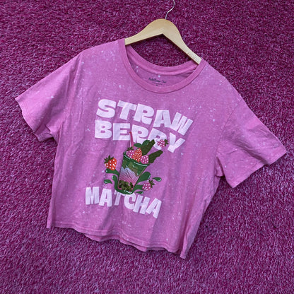 Rebellious One Strawberry Matcha Graphic Women's Crop Top XL