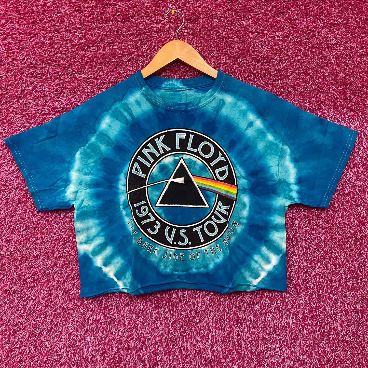 Pink Floyd Dark Side of the Moon 1973 US Tour Tie Dye Crop Top size Small