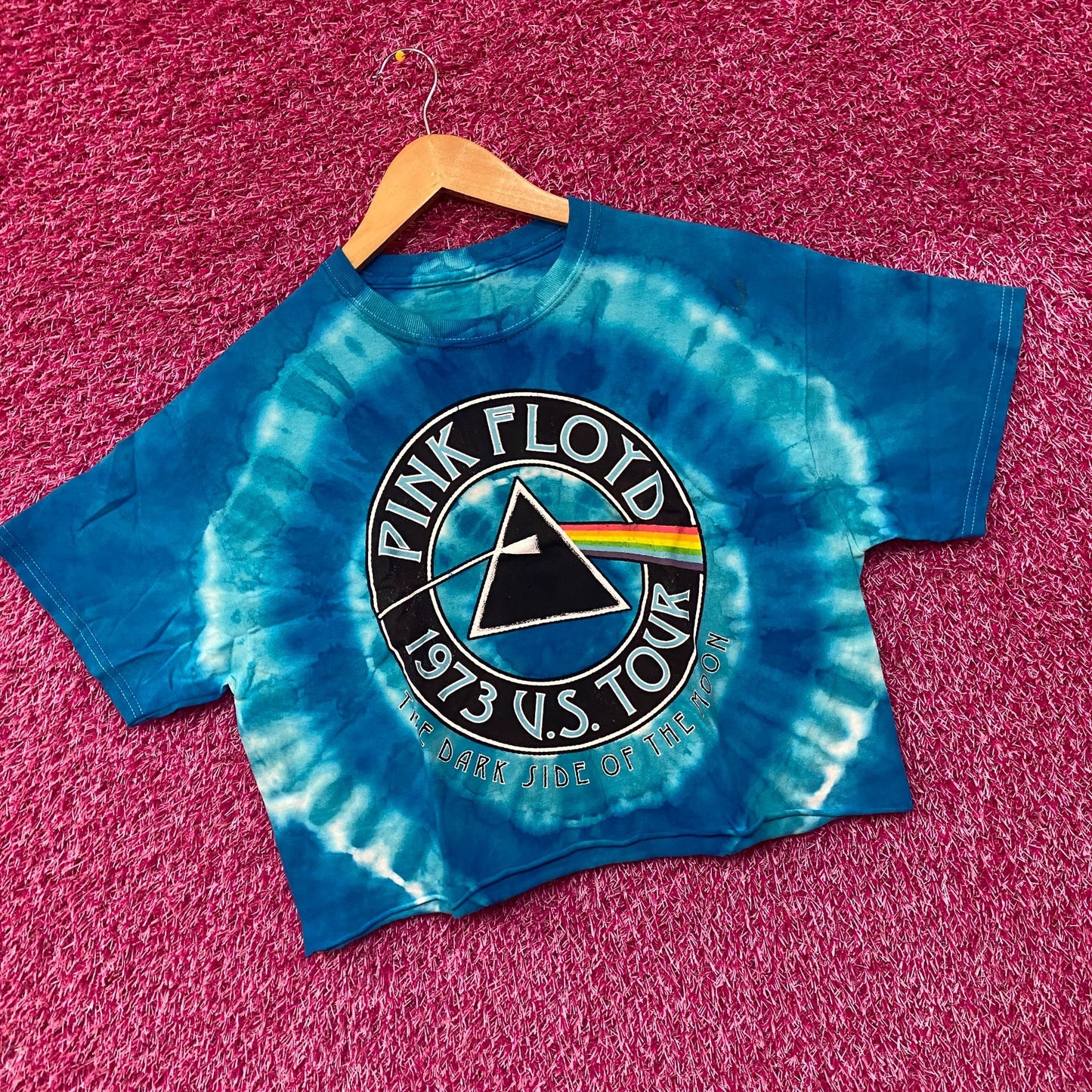 Pink Floyd Dark Side of the Moon 1973 US Tour Tie Dye Crop Top size Small