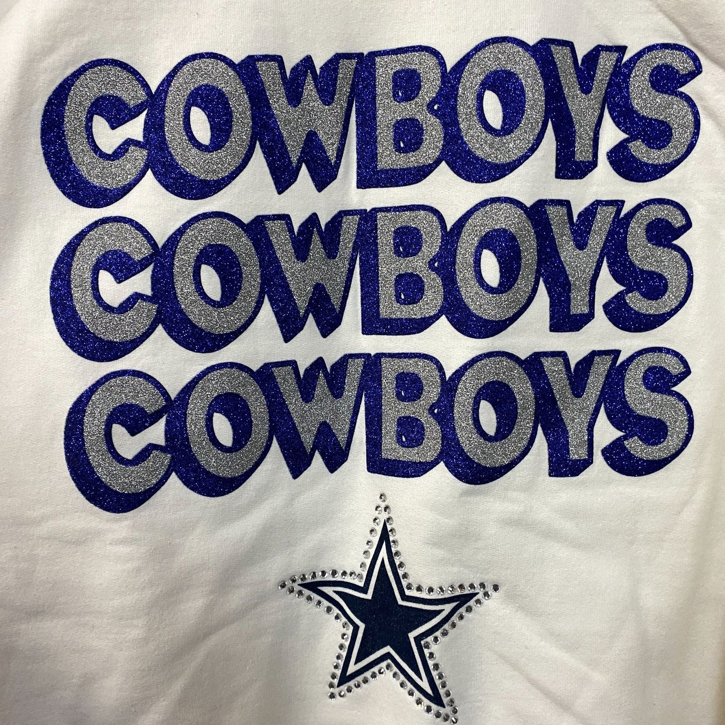 Junk Food Clothing Dallas Cowboys Repeat Bling Glitter Crewneck Sweatshirt Large