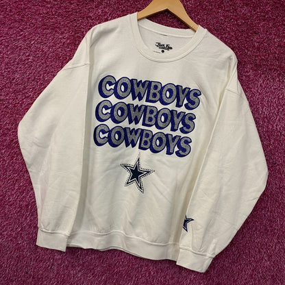 Junk Food Clothing Dallas Cowboys Repeat Bling Glitter Crewneck Sweatshirt Large