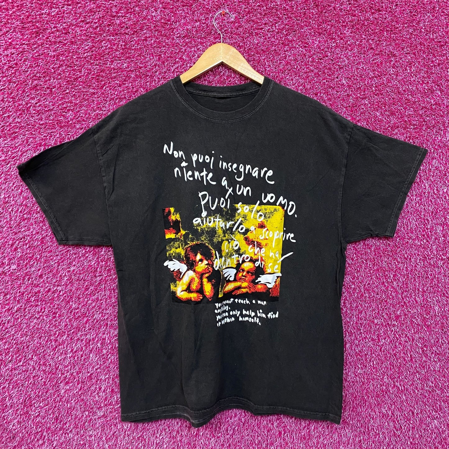 Angel Painting Mineral Wash Cropped Tshirt size Large