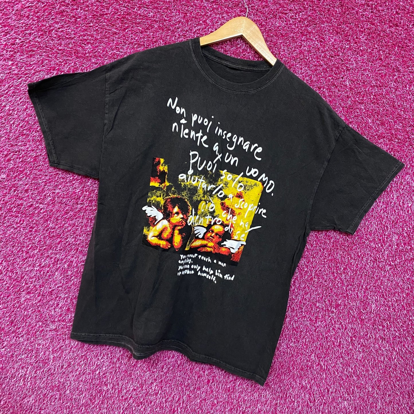 Angel Painting Mineral Wash Cropped Tshirt size Large