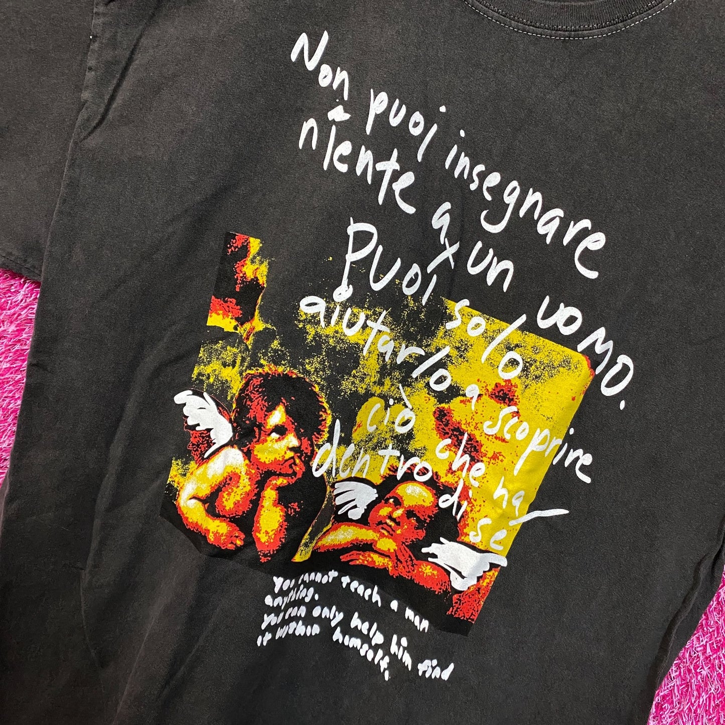 Angel Painting Mineral Wash Cropped Tshirt size Large