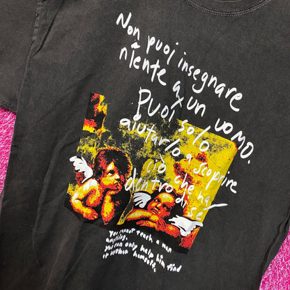 Angel Painting Mineral Wash Cropped Tshirt size Large