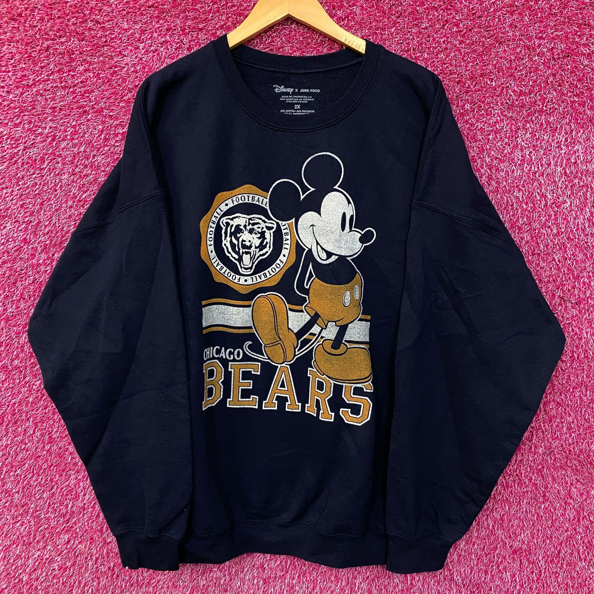 Junk Food Clothing x Disney Chicago Bears Mickey Crewneck Sweatshirt 2XL