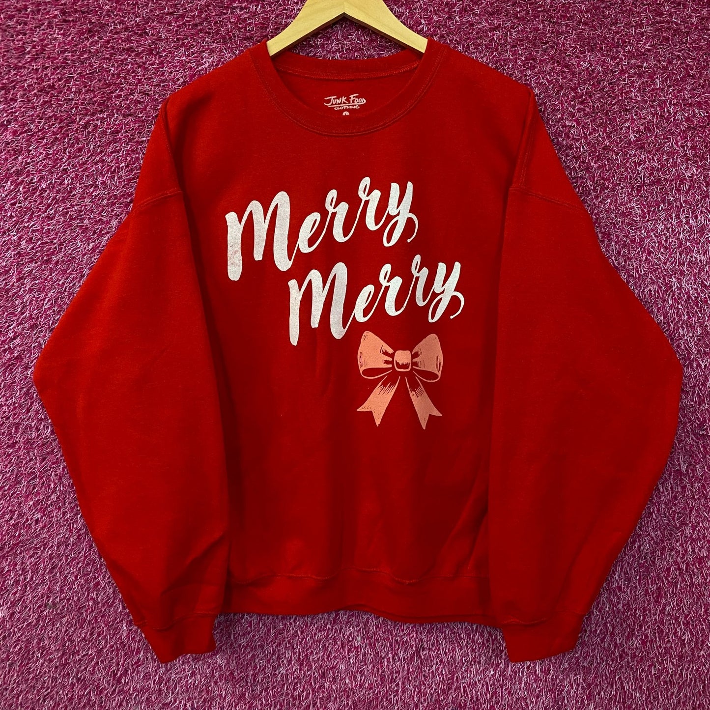 Junk Food Merry Merry Graphic Fleece Sweatshirt Large