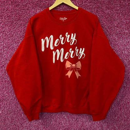 Junk Food Merry Merry Graphic Fleece Sweatshirt Large