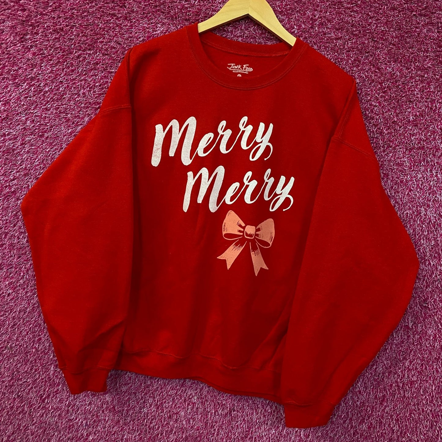 Junk Food Merry Merry Graphic Fleece Sweatshirt Large