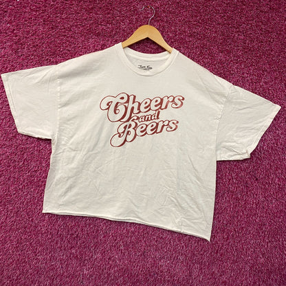Junk Food Clothing Cheers and Beers Cropped Graphic T-Shirt XL