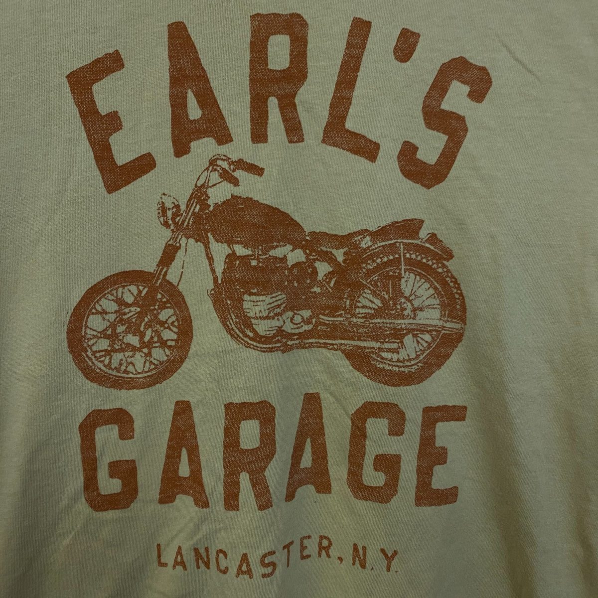 Junk Food Clothing Earls Garage Distressed Yellow Tee size Medium