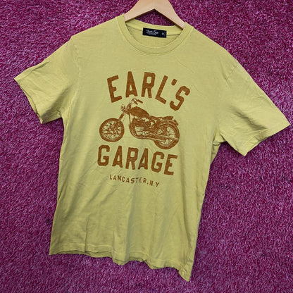 Junk Food Clothing Earls Garage Distressed Yellow Tee size Medium