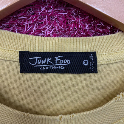 Junk Food Clothing Earls Garage Distressed Yellow Tee size Medium