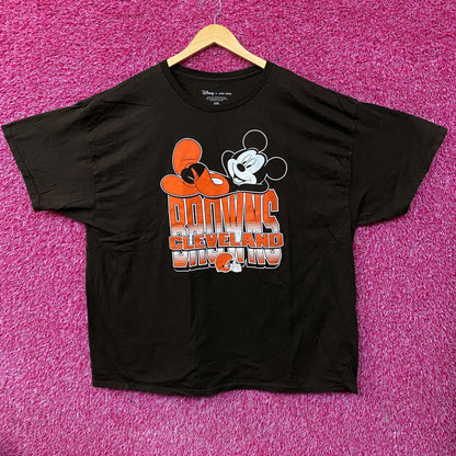 Junk Food x NFL Disney Mickey Mouse Kick Back Browns Cleveland Brown Shirt 2XL