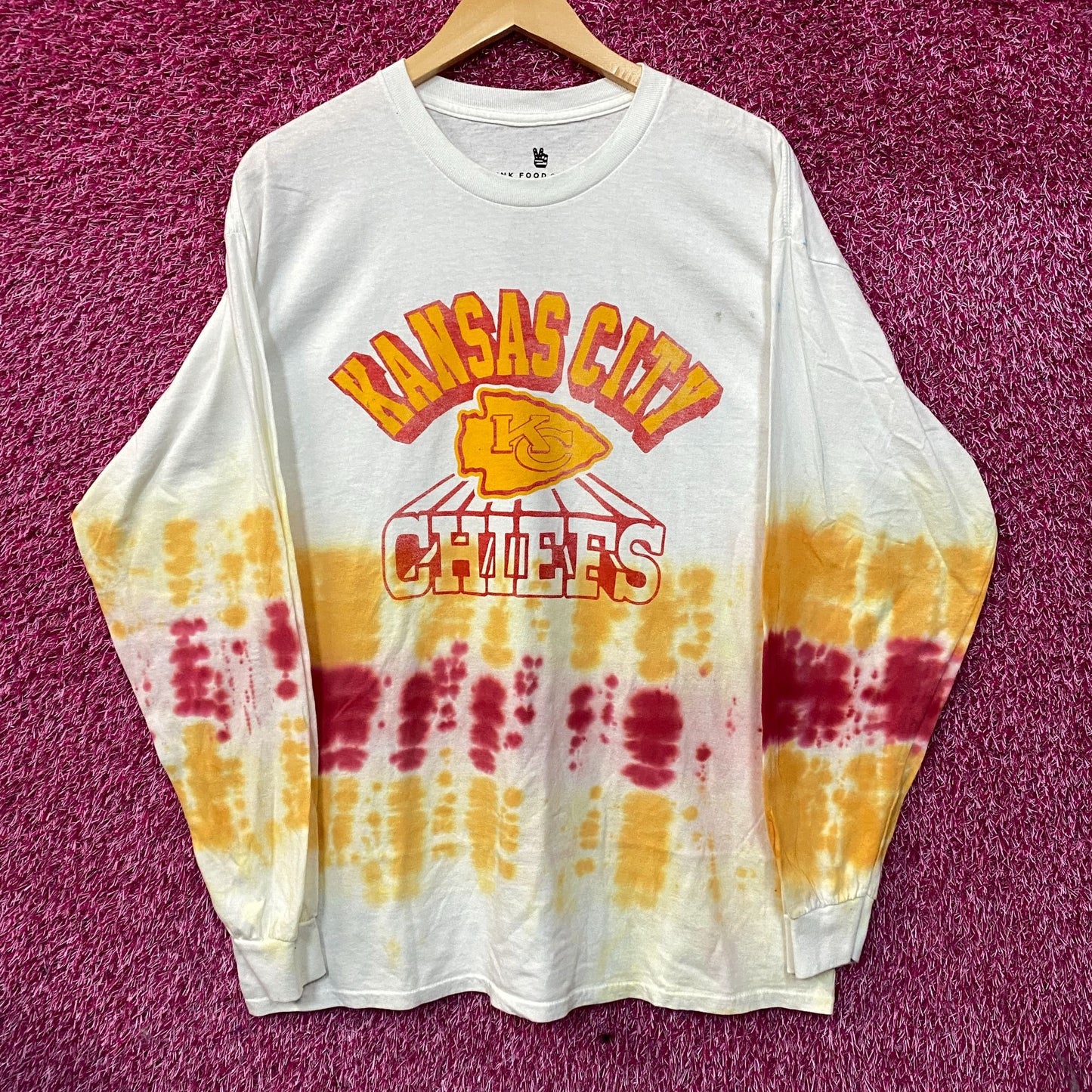Junk Food Clothing NFL Kansas City Chiefs Game Time Long Sleeve Tie Dye T-Shirt Large