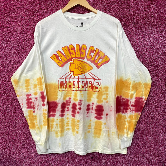 Junk Food Clothing NFL Kansas City Chiefs Game Time Long Sleeve Tie Dye T-Shirt Large