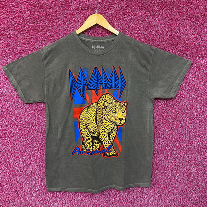 Def Leppard Animal Neon Leopard Hysteria Metal Band Tee large