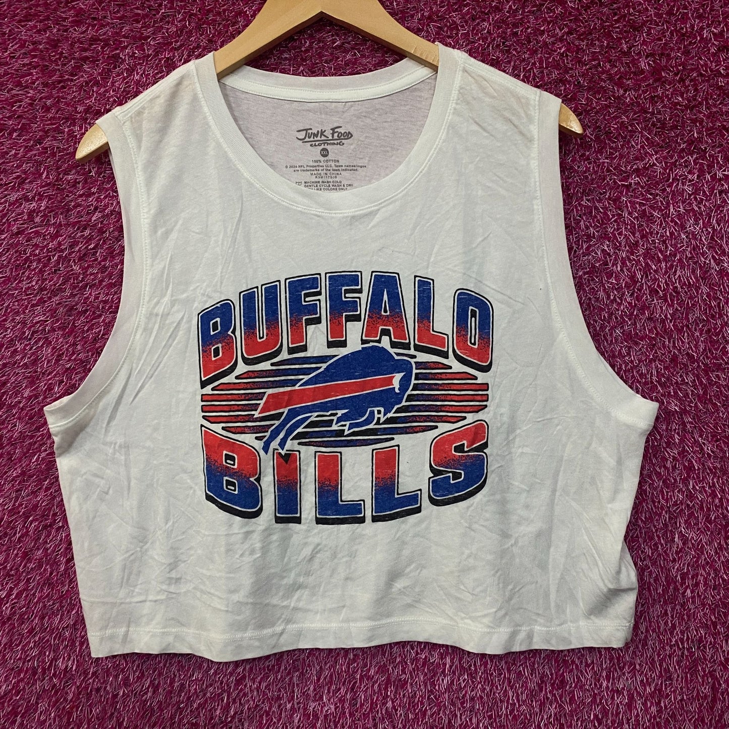 Junk Food Clothing NFL Buffalo Bills Cropped Sleeveless T-Shirt 2XL