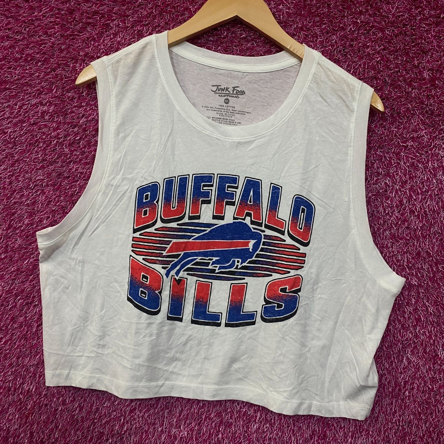 Junk Food Clothing NFL Buffalo Bills Cropped Sleeveless T-Shirt 2XL