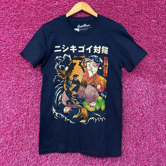 Threadless The Cat and the Koi Graphic Design T-Shirt Small