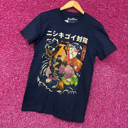 Threadless The Cat and the Koi Graphic Design T-Shirt Small