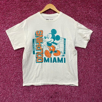 Disney x Junk Food NFL Miami Dolphins Mickey Mouse Field T-Shirt Medium