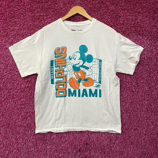 Disney x Junk Food NFL Miami Dolphins Mickey Mouse Field T-Shirt Medium