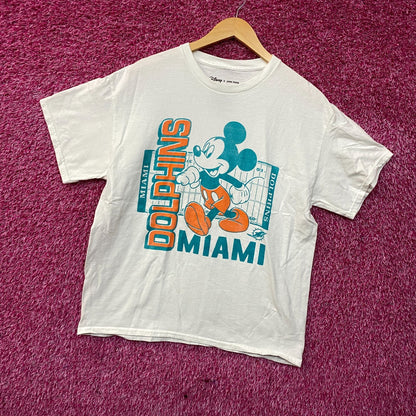 Disney x Junk Food NFL Miami Dolphins Mickey Mouse Field T-Shirt Medium