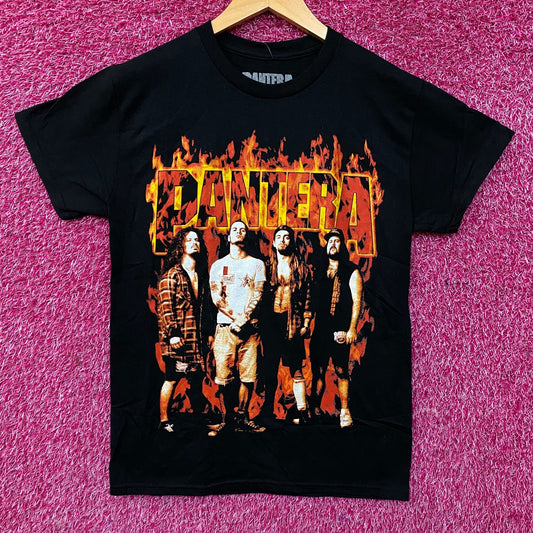 Pantera Flames Band Photo Metal Band T-Shirt Small