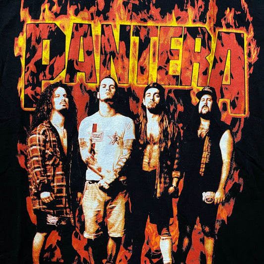 Pantera Flames Band Photo Metal Band T-Shirt Small