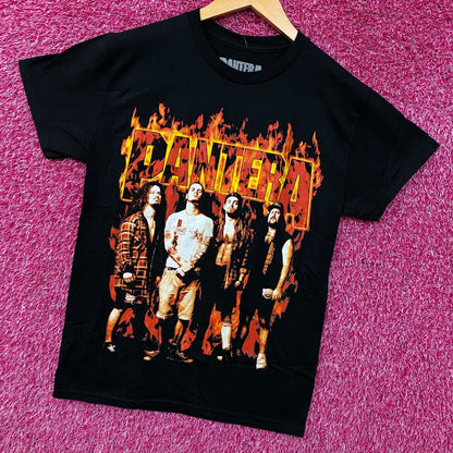 Pantera Flames Band Photo Metal Band T-Shirt Small