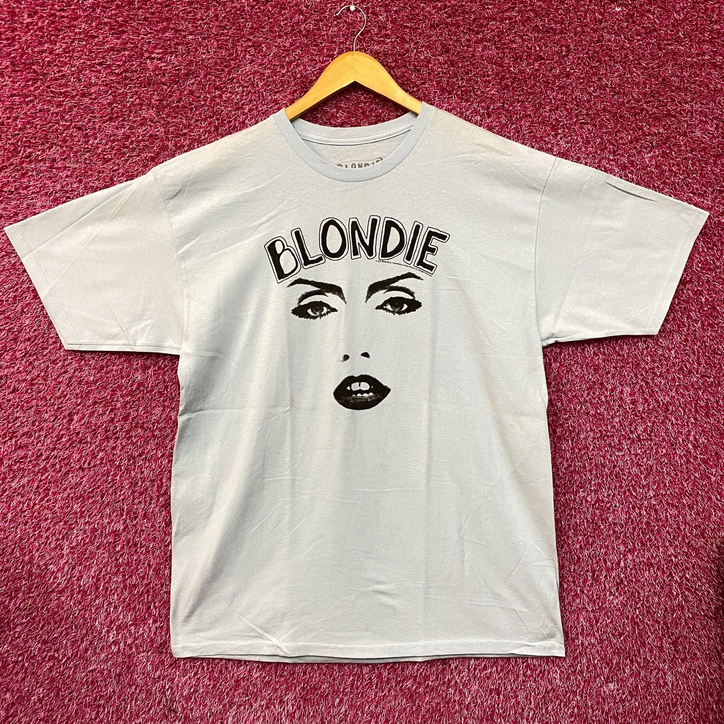 Blondie Parallel Lines Debbie Harry Face T-shirt Baby Blue 1X