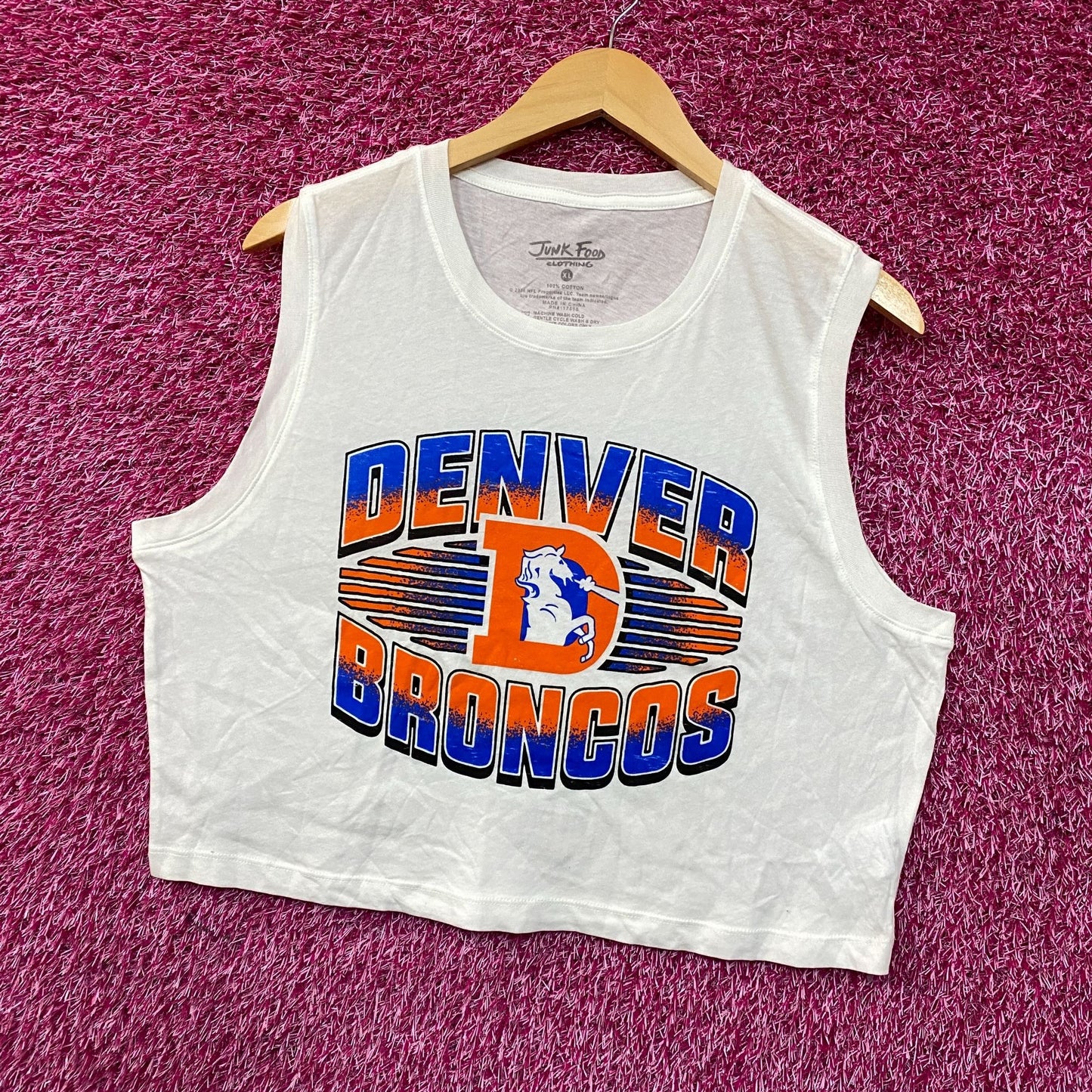 Junk Food Clothing NFL Denver Broncos Sleeveless Cropped T-Shirt XL