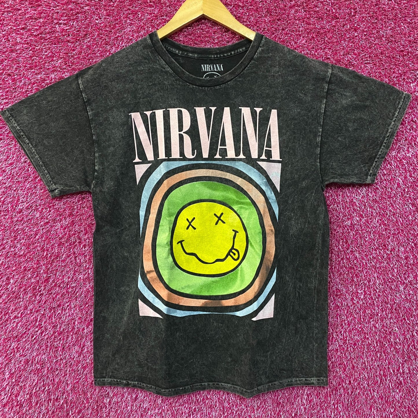Nirvana Dead Smiley Grunge Band T-Shirt Large