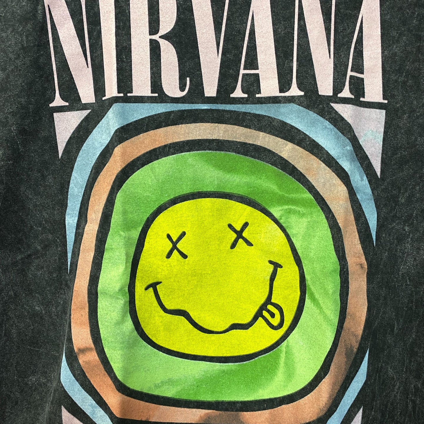 Nirvana Dead Smiley Grunge Band T-Shirt Large