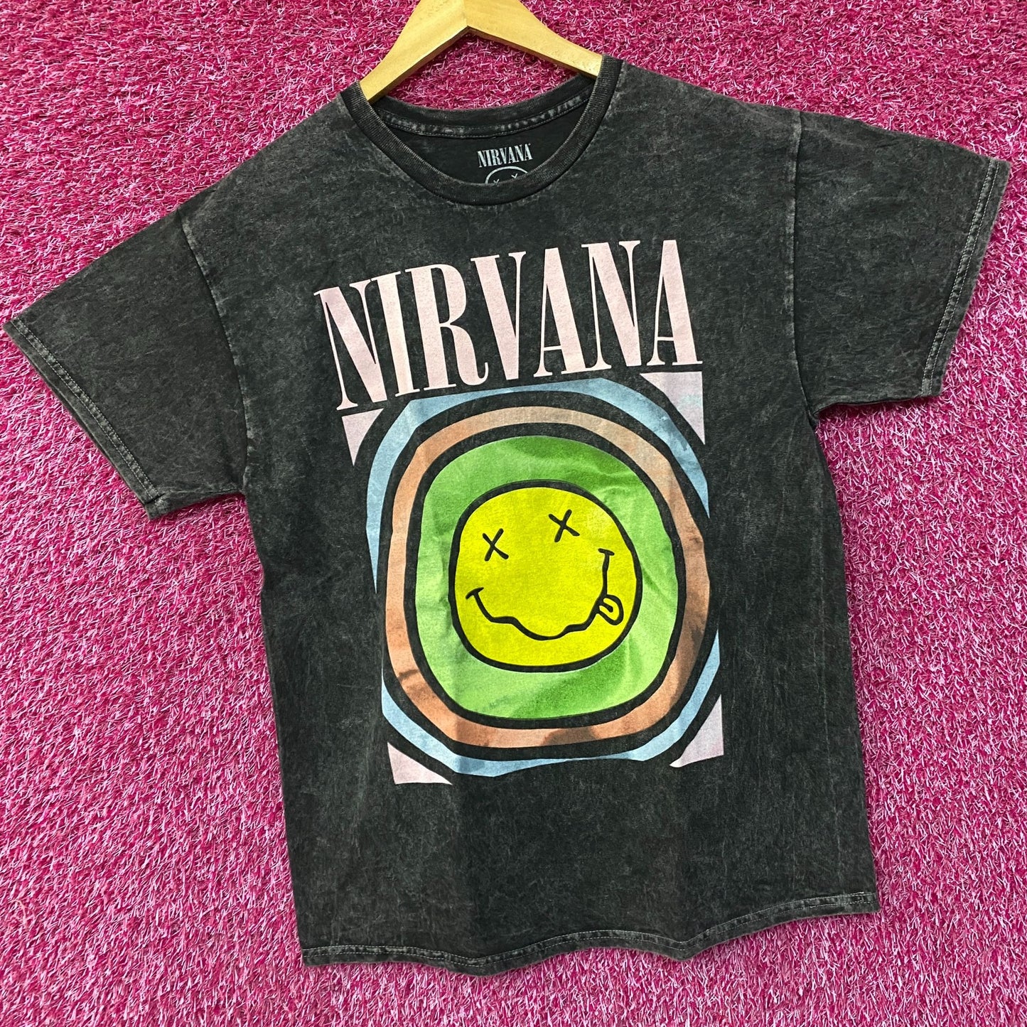 Nirvana Dead Smiley Grunge Band T-Shirt Large