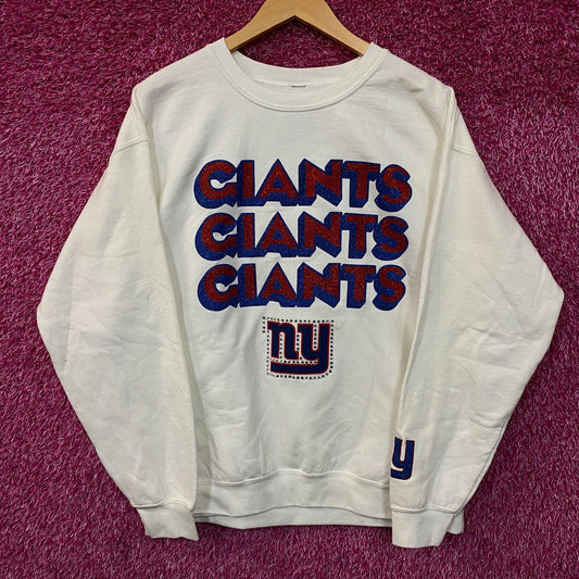 Junk Food Clothing New York Giants Repeat Bling Glitter Crewneck Sweatshirt Medium