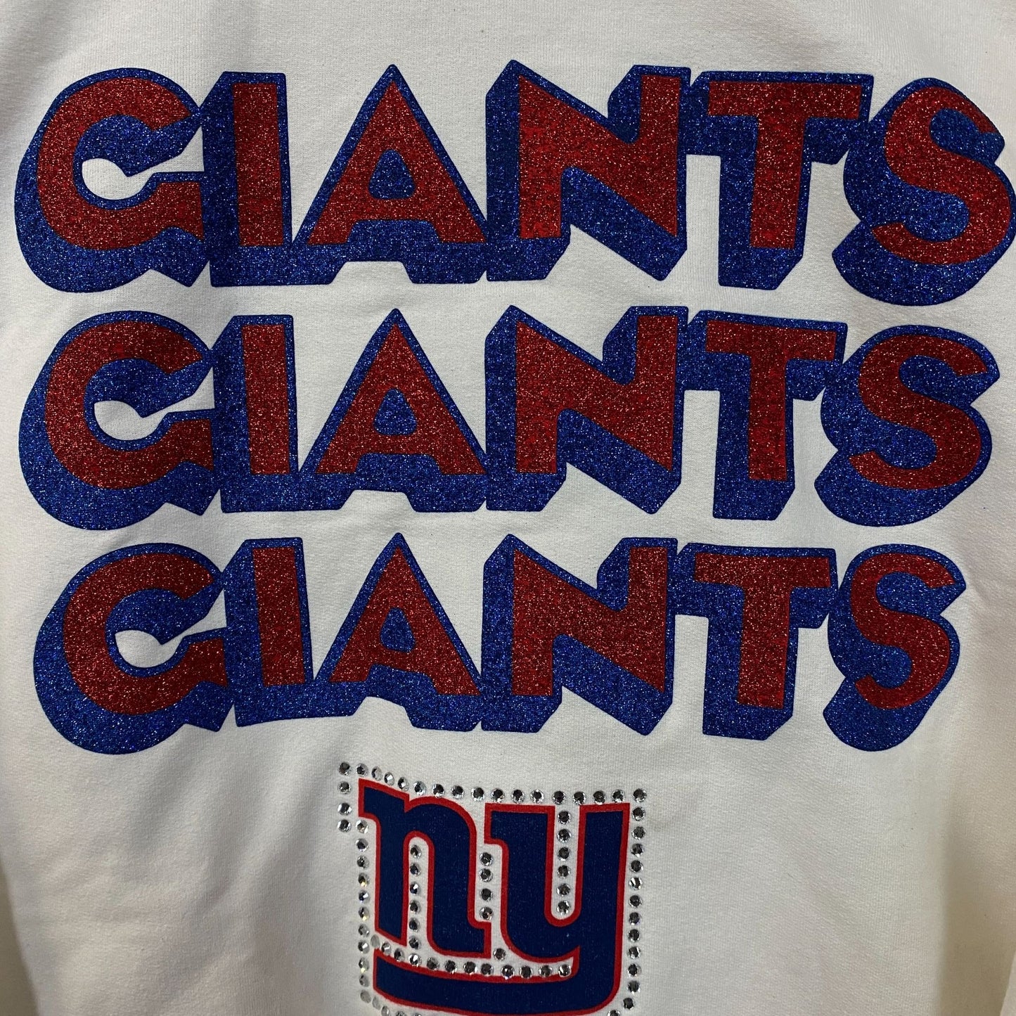 Junk Food Clothing New York Giants Repeat Bling Glitter Crewneck Sweatshirt Medium