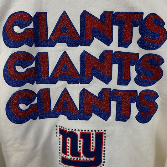 Junk Food Clothing New York Giants Repeat Bling Glitter Crewneck Sweatshirt Medium