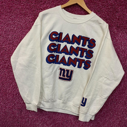 Junk Food Clothing New York Giants Repeat Bling Glitter Crewneck Sweatshirt Medium