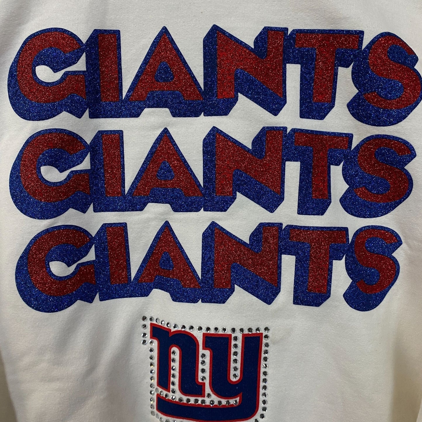 Junk Food Clothing New York Giants Repeat Bling Glitter Crewneck Sweatshirt Medium