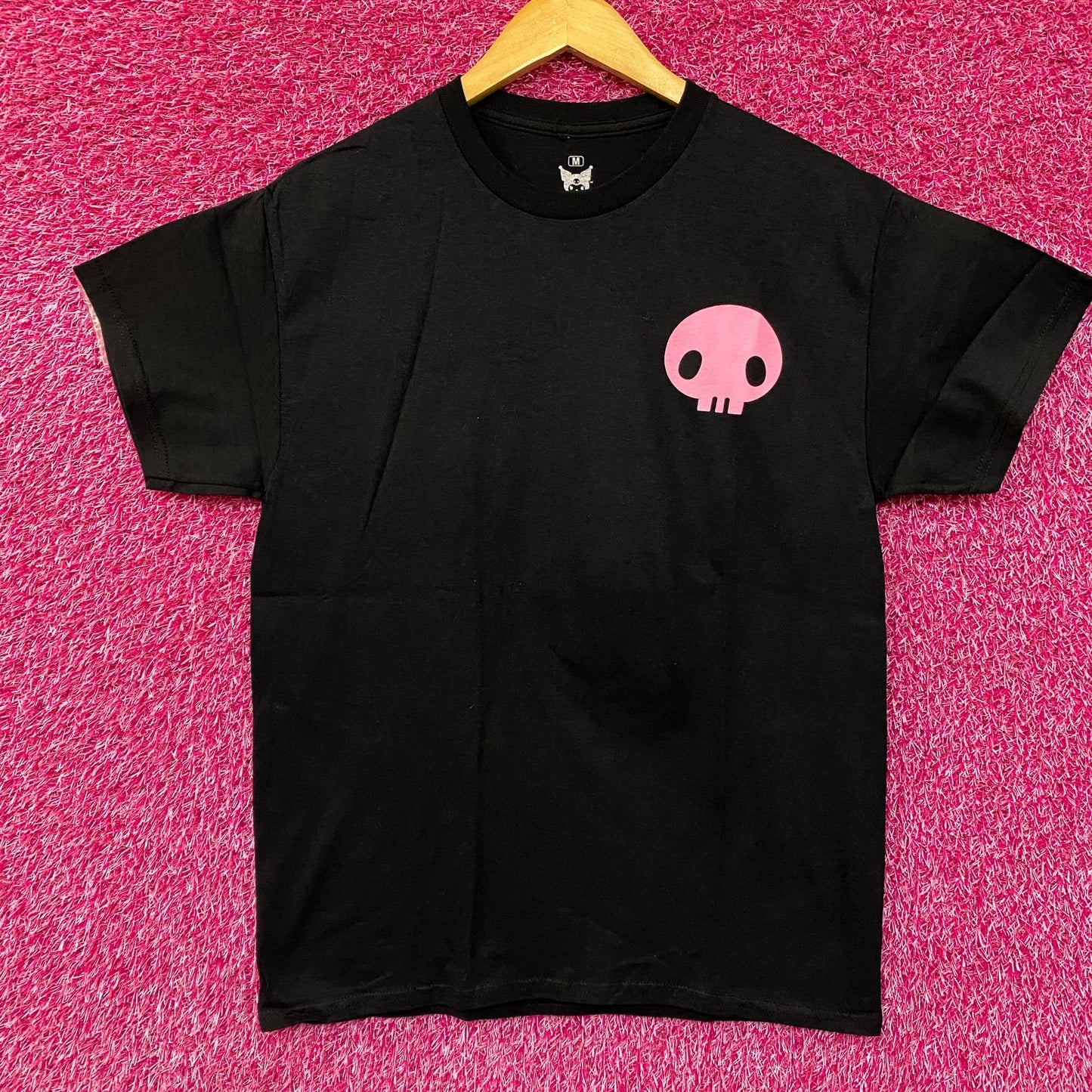 Sanrio Kuromi Pink Skull Motif Cute Graphic Design Winking Kuromi T-Shirt Medium